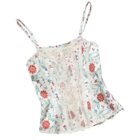 New Free People Miss Lizzy Floral Corset Top $98 SIZE 2 White Zip Lace Detail - Picture 6 of 8